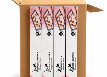 Julia Bakpapier Vellen  – 38 × 42 cm – 24 rollen met 20 Vellen – 480 Stuks – Voorgesneden Bakpapier