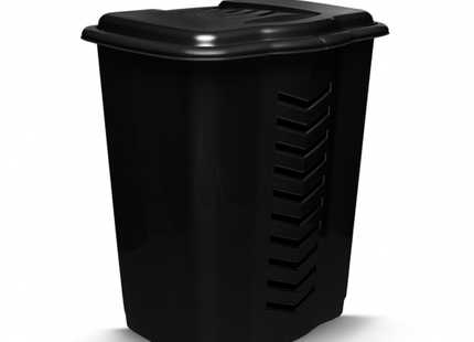 Wasmand 50 Liter – Zwart – Met Deksel – Ventilerend