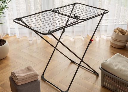 Droogrek - Wasrek - Droogtoren - Inklapbaar - Draaibaar - Zwart - Staal - Kunststof - Met Radiatorbeugels - 169 x 54 x 97 Cm