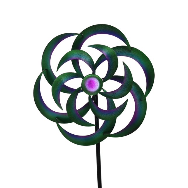 Windspinner - Windmolen - Windijzers - Tuinsteker - Tuinbeeld - Grondpin - Metaal - Paars - Blauw - Groen