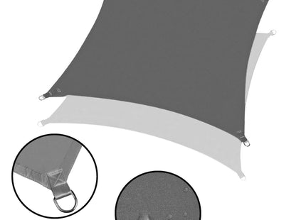 Schaduwdoek | Zonnezeil | Vierkant | 5 x 5 m | 90% Schaduw | Grafiet | 160 g/m²
