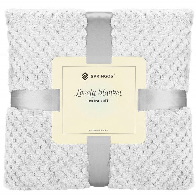 Plaid | Sprei | Deken | 200 x 220 cm | Pluche | Lichtgrijs