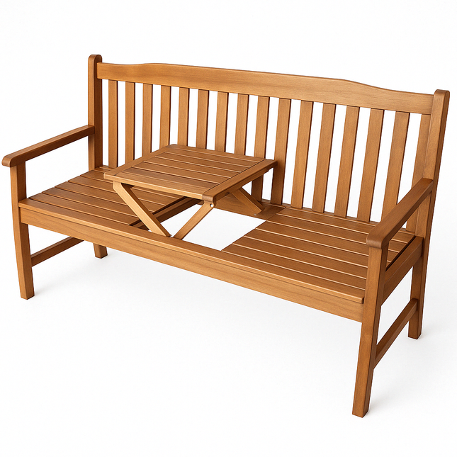 Tuinbank | Tuinbankje | Zitbank Buiten | Naaldhout | Met Tafel | 150 x 66 x 88 cm | Medium