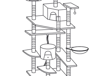 Krabpaal - 11 Etages - Voor Katten - Meubelbescherming - 203 cm
