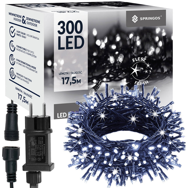 Kerstboomverlichting | met 300 LED Lampjes | 15 M | Koud Wit | Flits