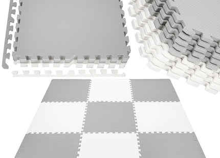 Speelmat | Speelmat Foam | Puzzelmat | 9 Puzzelstukken | 179 x 179 cm | Grijs/Wit