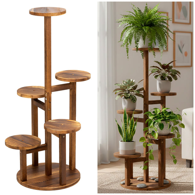 Plantenstandaard - Bloemenstandaard - Bloementrap - Hout - 6 - Laags - 87 Cm - 25 Kg
