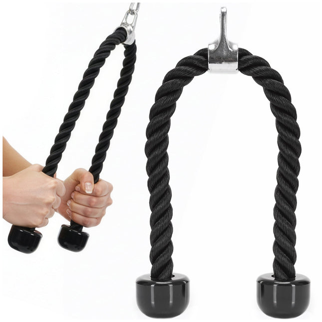 Triceps Touw | Triceps Rope | Roeigreep | Fitness Accessoires | Zwart