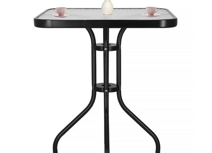 Tuinset | Balkonset | Bistroset | 3-Delig | Tafel + 4 Stoelen | Zwart/Bruintinten