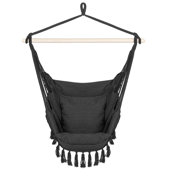 Hangstoel | Met 2 Kussens | Boekenvak | Donkergrijs