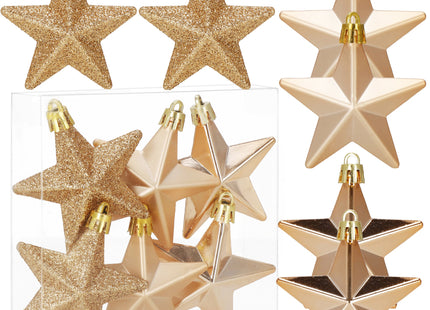 Kerstballen | Sterren | 6 Stuks | Rose Goud