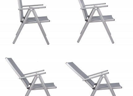 Tuinstoel | Tuinstoelen | Verstelbare Rugleuning | Inklapbaar | Aluminium & Textileen | Grijs