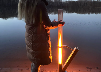 Pellet Terras Heater - Terrasverwarmer - Outdoor - Heater - Fire Tube - Pellet - Zilver - 51,3 x 40,7 x 130,5 Cm