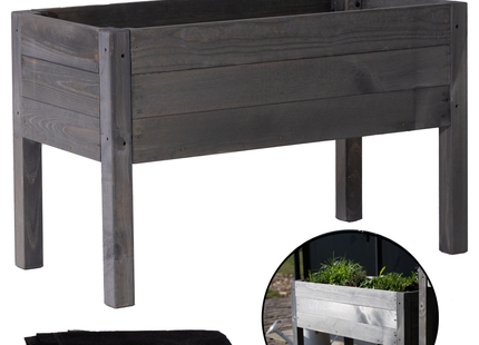 Kweekbak - Plantenbak - Moestuin - Planten - Hout - Geïmpregneerd - Rechthoekig - Grijs - 80 x 40 x 50 Cm