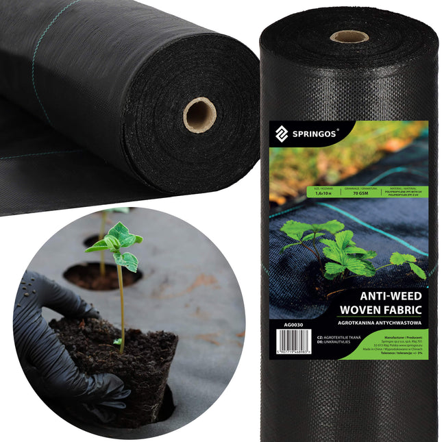 Worteldoek - Anti -Onkruid - Beschermfolie - 70g - 1,6X10 M - Zwart