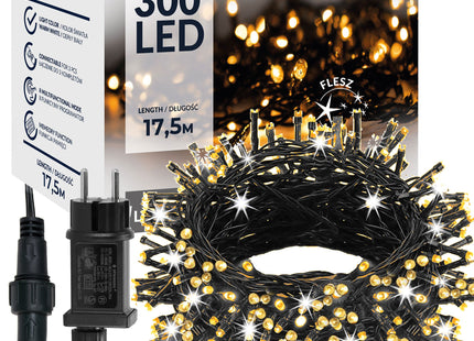 Kerstverlichting | 15 m | 300 LED | Warm Wit + Koud Wit| Inclusief Flitsfunctie