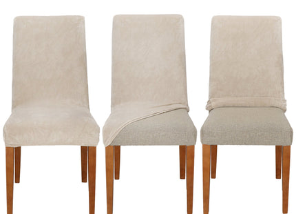 Velvet Stoelhoes - Voor Eetkamerstoelen - Met Stretch - Beige