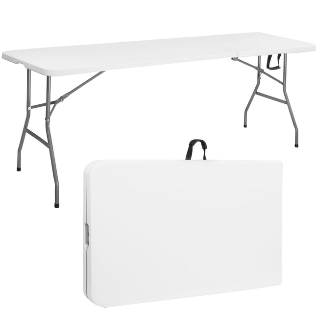 Klaptafel | Vouwtafel | Kampeertafel | Inklapbaar | Draagbaar | 240 x 75 cm | Wit