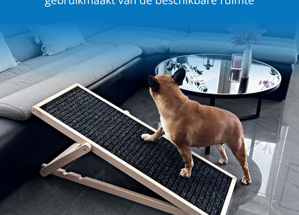 Hondentrap - Hondenloopplank - Instelbaar - Voor Grote en Kleine Honden - Zwart/Hout - 78 Cm