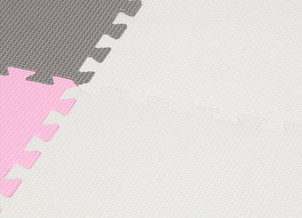 Speelmat | Speelmat Foam | Puzzelmat | 12 Puzzelstukken | 118 x 90 cm | Roze/Grijs/Wit