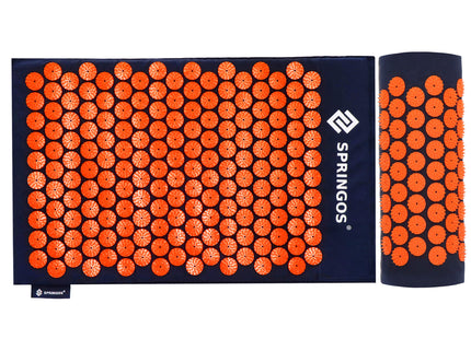 Acupressuurmat - Lichaamsstimulator - Ontspanningsmassageapparaat - Kussen - 65x41 cm - Blauw/Oranje
