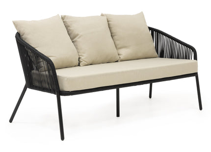 Tuinmeubelset - Loungeset - Bank - Stoelen - Tafel - Kussens - Zwart - Beige