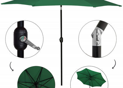 Parasol | Parasols | Kantelbaar | Met Ventilatie | Groen | 300 cm