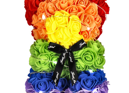 Rozen Beer | Rozenbeer | Rose Bear | Rozen Teddybeer | Liefde | Inclusief Giftbox | Valentijnsdag | Lhbtqia+ | 15.5 x 1 x 25 cm | Rainbow