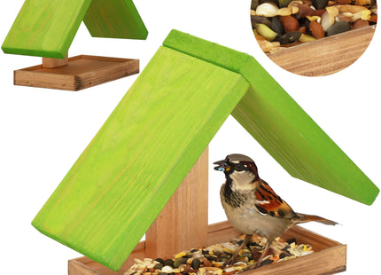Vogelvoederhuisje - Vogelvoederplek - Vogelvoeding - Staand - Bruin - Groen - 12,5 x 31 x 21,5 cm