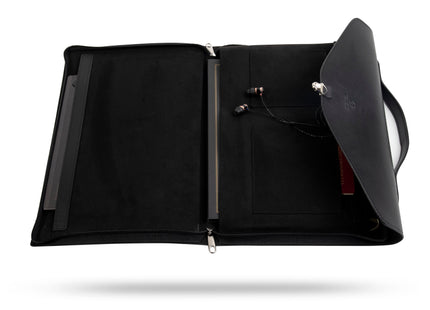 Leren Aktetas - Laptoptas - 13/14 inch - Zwart - 36 x 24 x 2,5 CM
