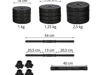 Dumbbellset - 6 in 1 Springos Kettlebell Pro Set - 20 KG - Halter Verlengstuk - Verstelbaar - Complete Set - Thuis Sporten - Zwart