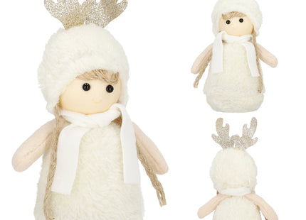 Kerstdame - Kerstversiering - Witte Rendierkabouter - 20 cm