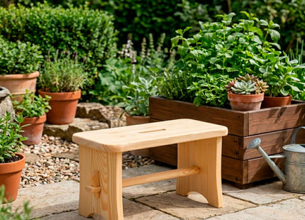 Kruk - Bijzet Krukje - Grenenhout - Lichtbruin - Rond - 120 Kg - 40 x 20 x 20 cm