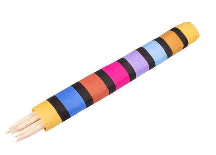 Strand Windscherm Met Stokken | Windscherm Strand | Windscherm Camping | 15 Meter | Multicolor/Zwarte strepen
