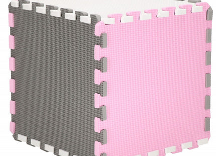 Speelmat | Speelmat Foam | Puzzelmat | 12 Puzzelstukken | 118 x 90 cm | Roze/Grijs/Wit