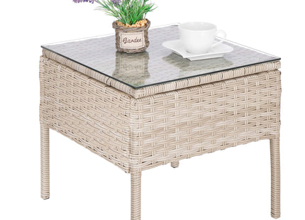 Tuinset - 2 Delig - Stoelen - Tafel - Rotan - Beige