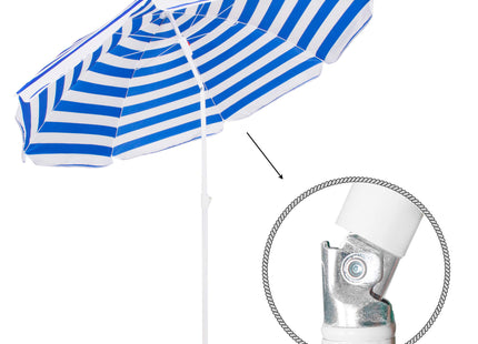 Parasol | Strand Parasol | Parasols | Opvouwbaar | 180 cm | Blauw/Wit