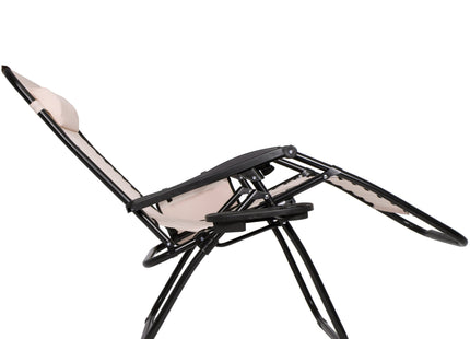 Tuinstoel | Ligstoel | Opvouwbaar | Verstelbaar | Ergonomische Hoofdsteun | Crème