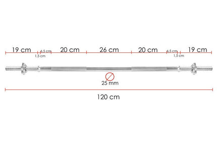 Halterstang | Barbell | Chroomstaal | 120 cm | 25 mm