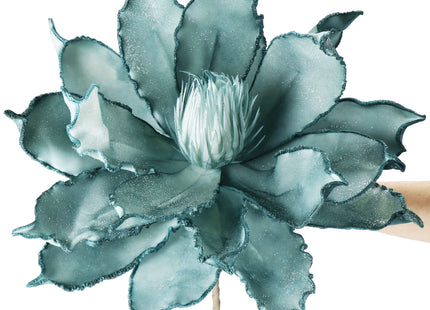 Kunstbloem - Kunstlotus - Kunststof - Turquoise- Glitters