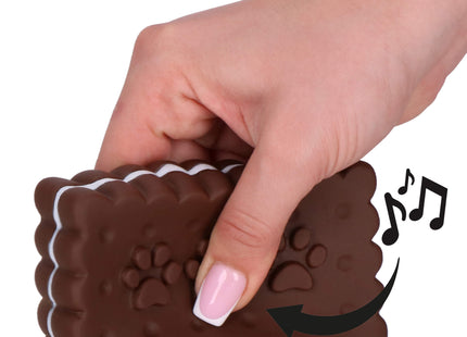 Hondenspeeltje - Bijtring - Piepend - Koekje - Bruin/Wit