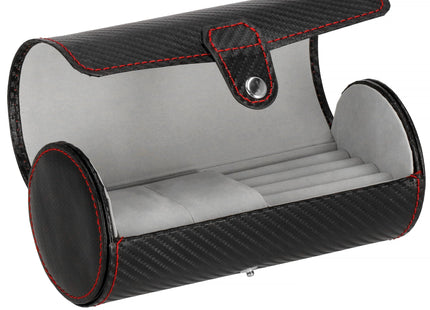 Horlogedoos - Horlogebox - Sieraden - Carbon -  Zwart  - 2 Horloges