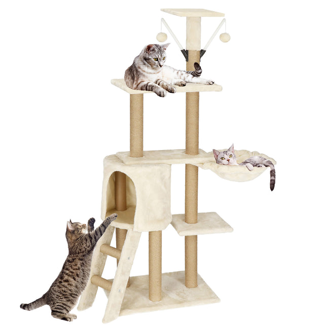Krabpaal - Voor Katten - Meubelbescherming - 136 cm - Crème - 7 Etages