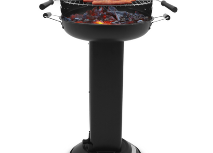 Houtskool barbecue - Zuil barbecue - BBQ - Asopvangbak - Schuifregelaar - RVS -- Zilver