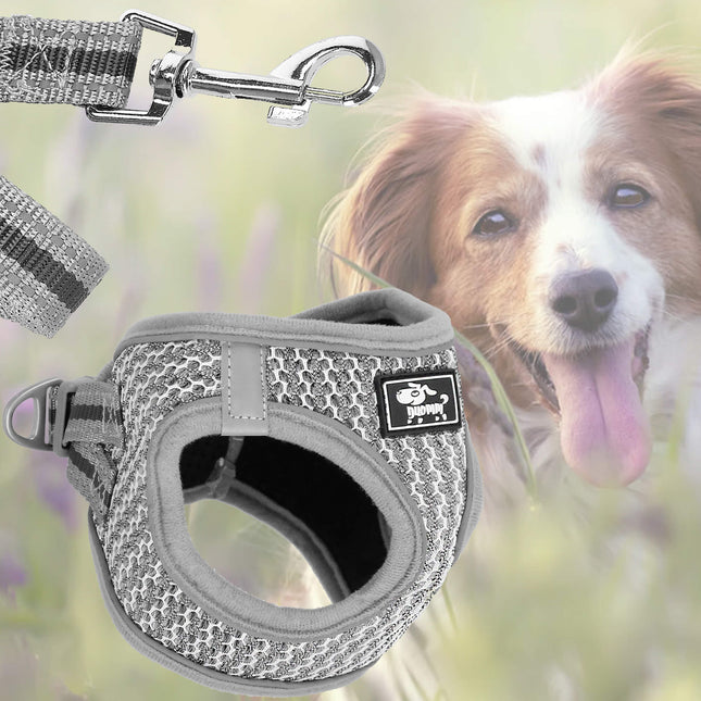 Hondentuigje - Hondenharnas -Drukvrij - Verstelbaar - Grijs - 14-20 KG - L