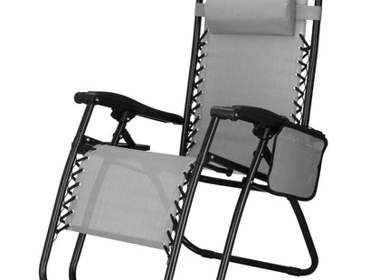 Tuinstoel - Ligstoel - Opvouwbaar - Verstelbaar - Ergonomische hoofdsteun - Grijs