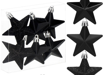 Kerstballen | Sterren | 6 Stuks | Zwart