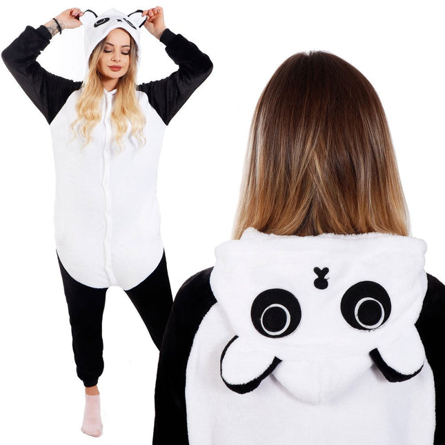 Onesie Volwassenen | Panda | Maat M | Zwart/Wit