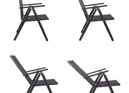 Tuinstoel | Tuinstoelen | Inklapbaar | Aluminium & Textileen | Zwart/Grijs