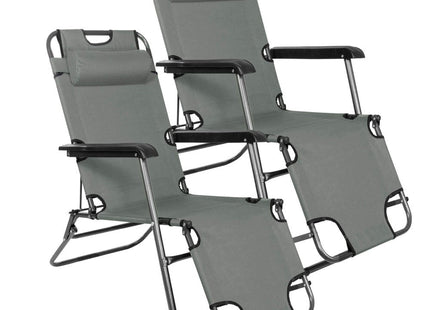 Tuinstoelen | Ligstoel | Ligbed | Verstelbaar | Inclusief Hoofdsteun | 2 Stuks | Grafiet